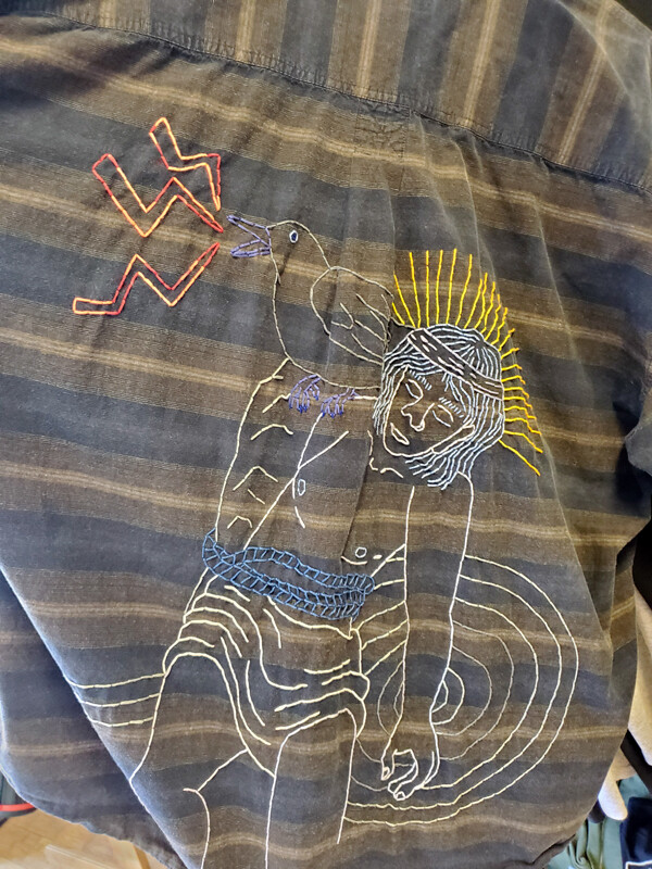 Death of Cu Chulainn - Embroidered Shirt by Lee Mackey
