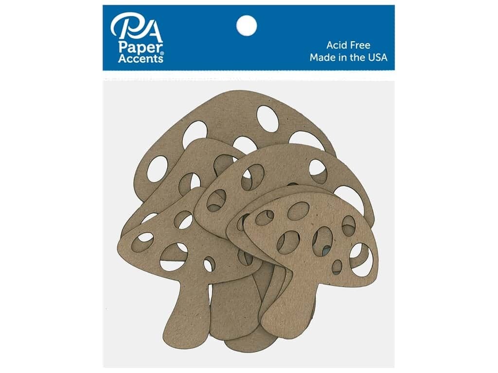 Paper Accents Chipboard Shapes, Shape: Mushrooms - 6pc