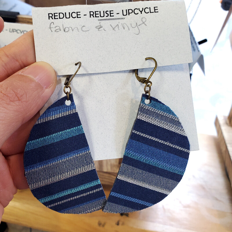 Upcycled Blue Stripe Earrings by Maxx FG