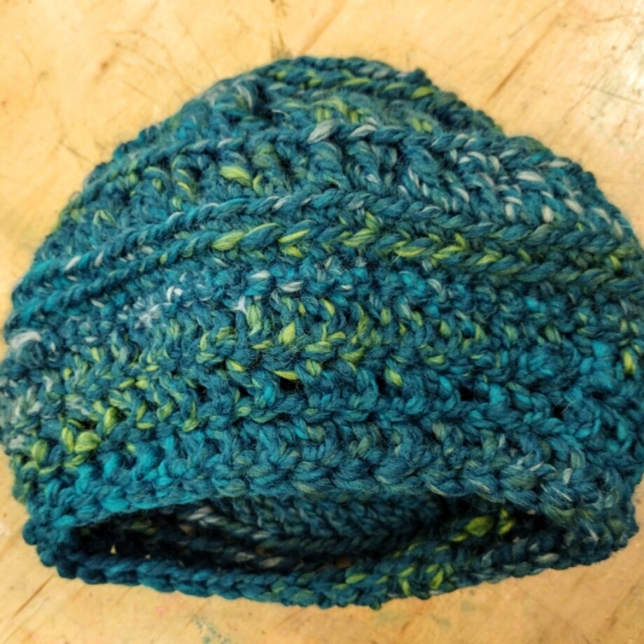 Slouchy Teal Hat - Crocheted by Danielle Mapes