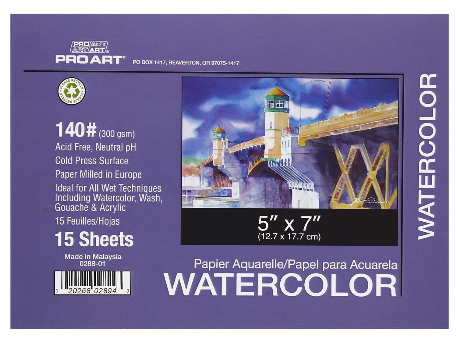 Pro Art Watercolor Paper Block 5x7