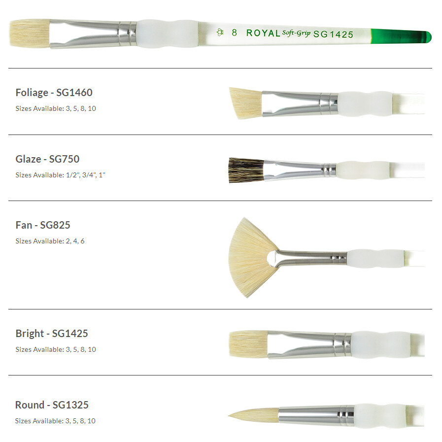 Royal Brush Soft Grip Brushes - Hog Bristle