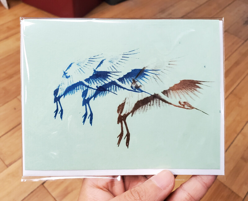 Crane Riso - Blank Greeting Card by Push/Pull