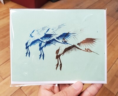 Crane Riso - Blank Greeting Card by Push/Pull