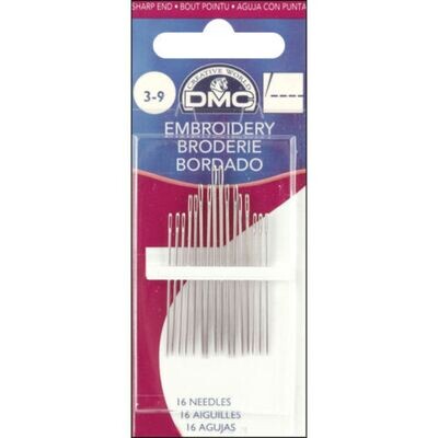 DMC Embroidery Needles - Size 3-9 (16-pack)