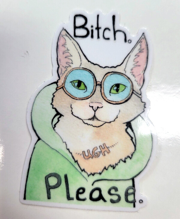Bitch Please Cat Sticker by Tristen Oakenthorn