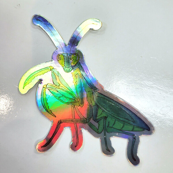 Preying Mantis Holographic Sticker by Tristen Oakenthorn