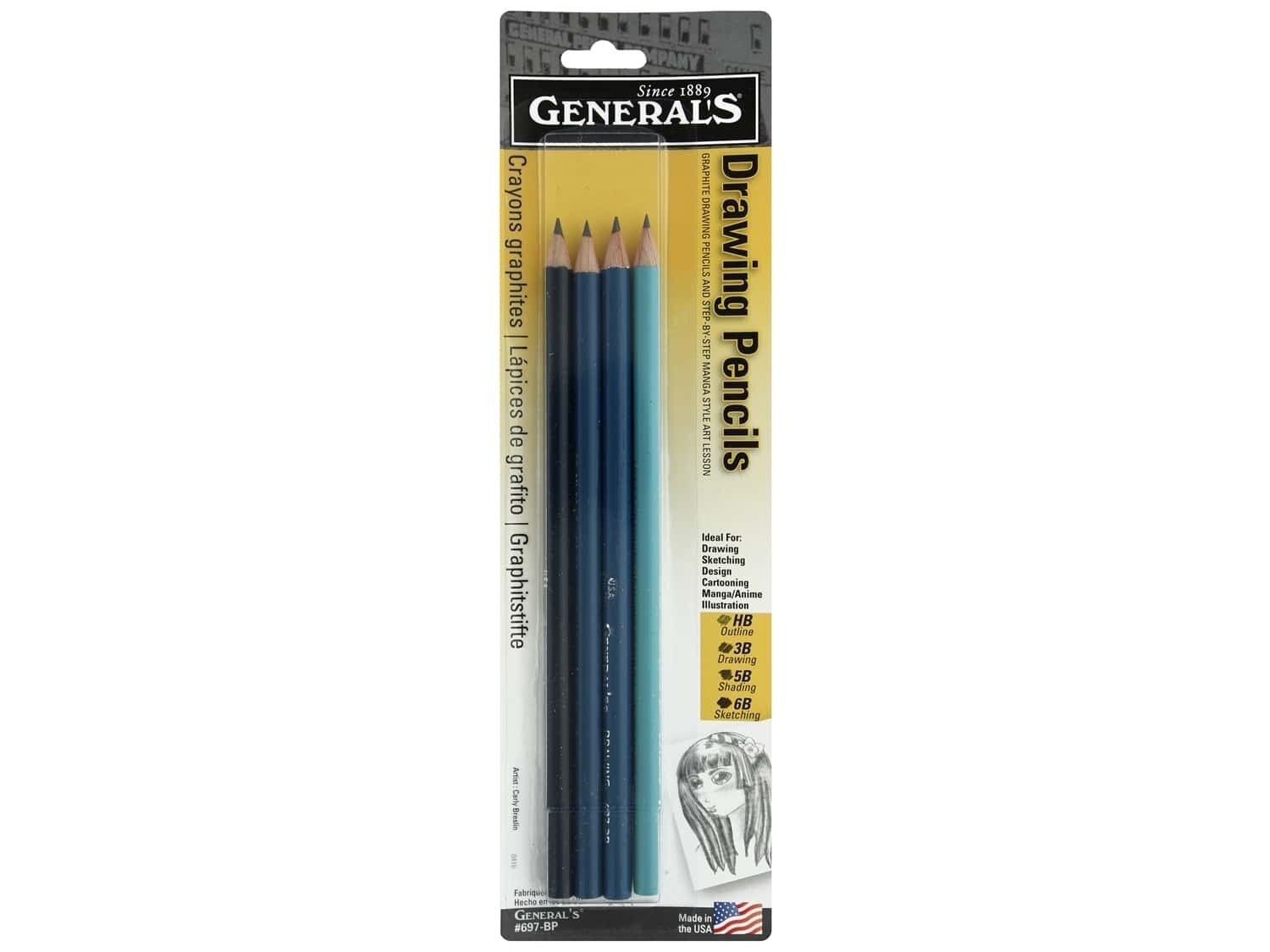 General's Drawing Pencil Set (HB, 3B, 5B, 6B)