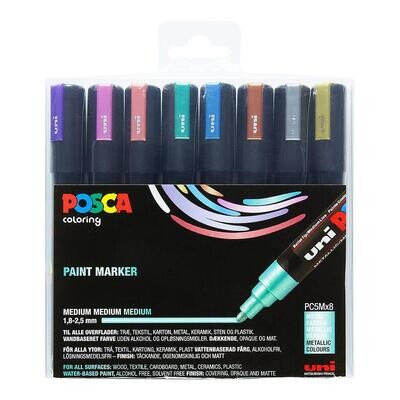 Uni POSCA 8 Pen Metallic Colors Set