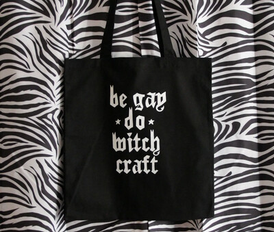 Be Gay Do Witchcraft Black Tote by Midge Blitz