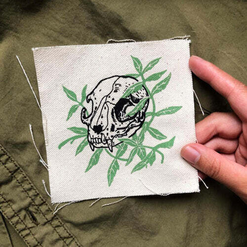 Cat Skull with Catnip - Patch by Print Ritual