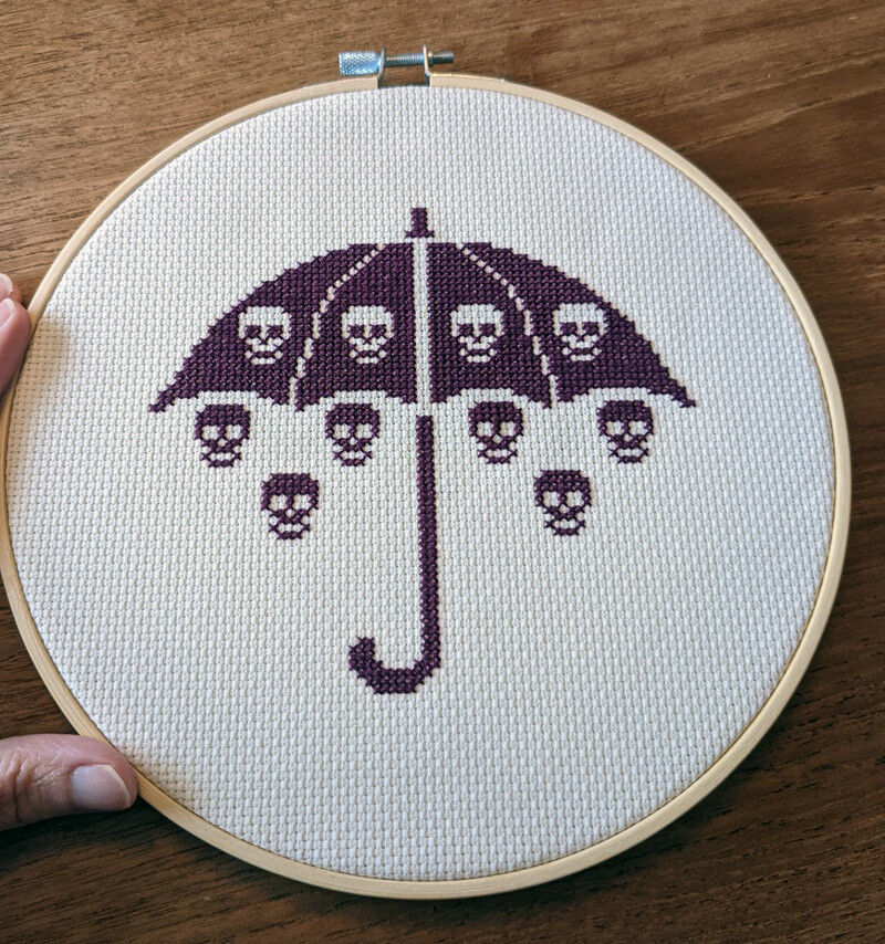 Skullbrella - Cross Stitch by Donna Chavis