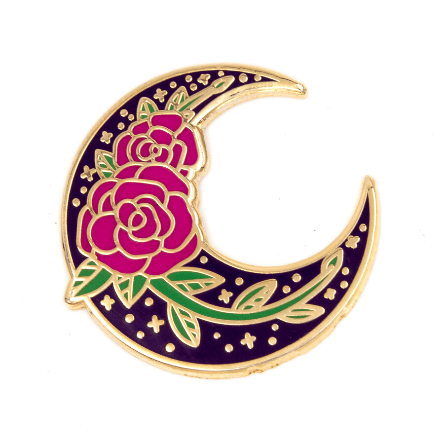 Rose Crescent Moon - Enamel Pin by These Are Things