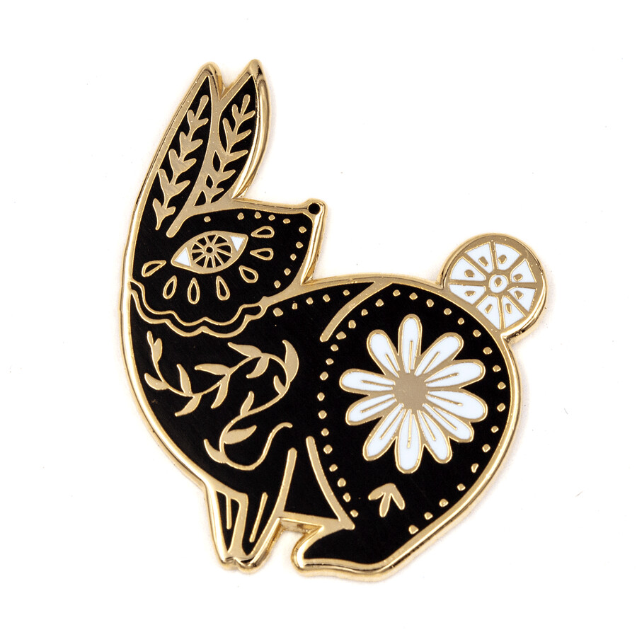 Floral Folk Art Rabbit - Enamel Pin by These Are Things