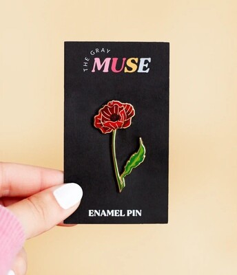 The Gray Muse Poppy Enamel Pin