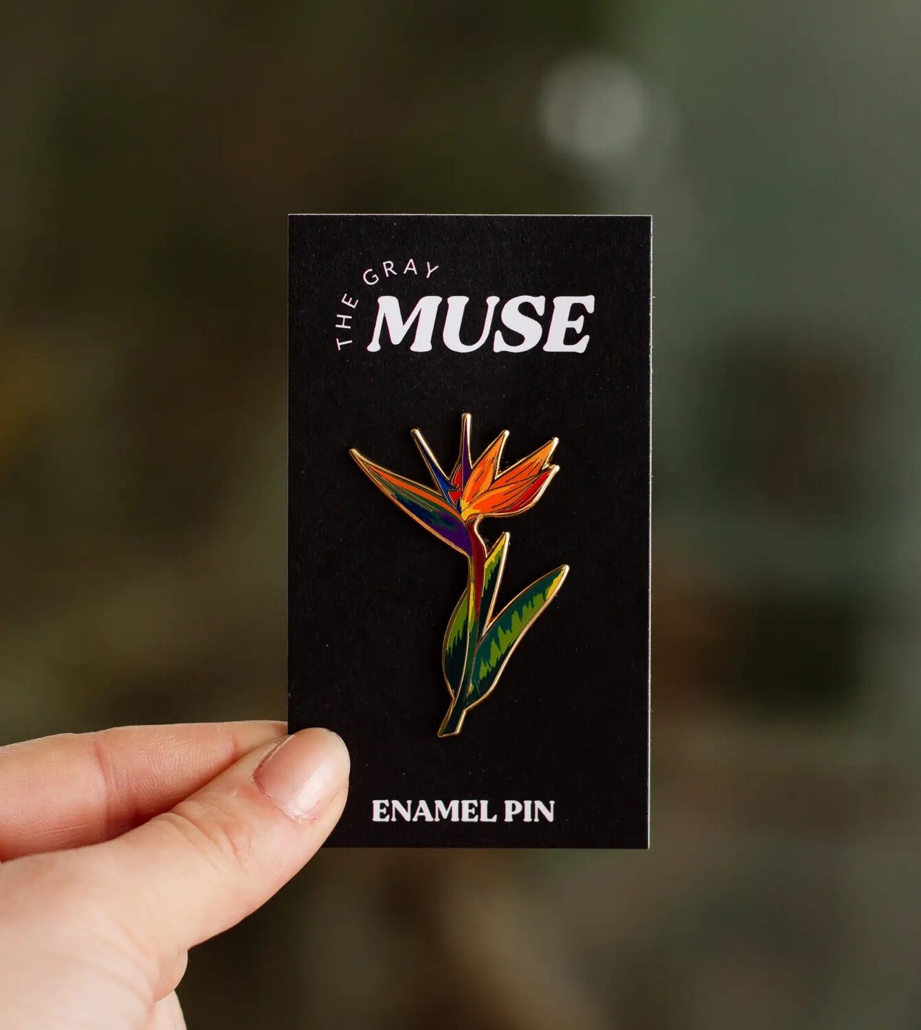 The Gray Muse Bird of Paradise Floral Enamel Pin