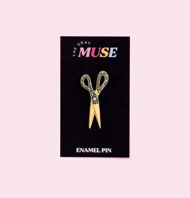 The Gray Muse Floral Scissors Enamel Pin