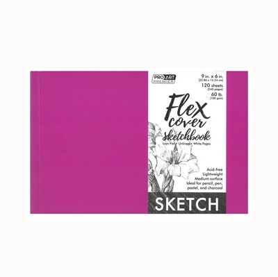 Pro Art Premier Sketch Book 9"x 6", White 60lb, Flex Cover, 120 Sheets