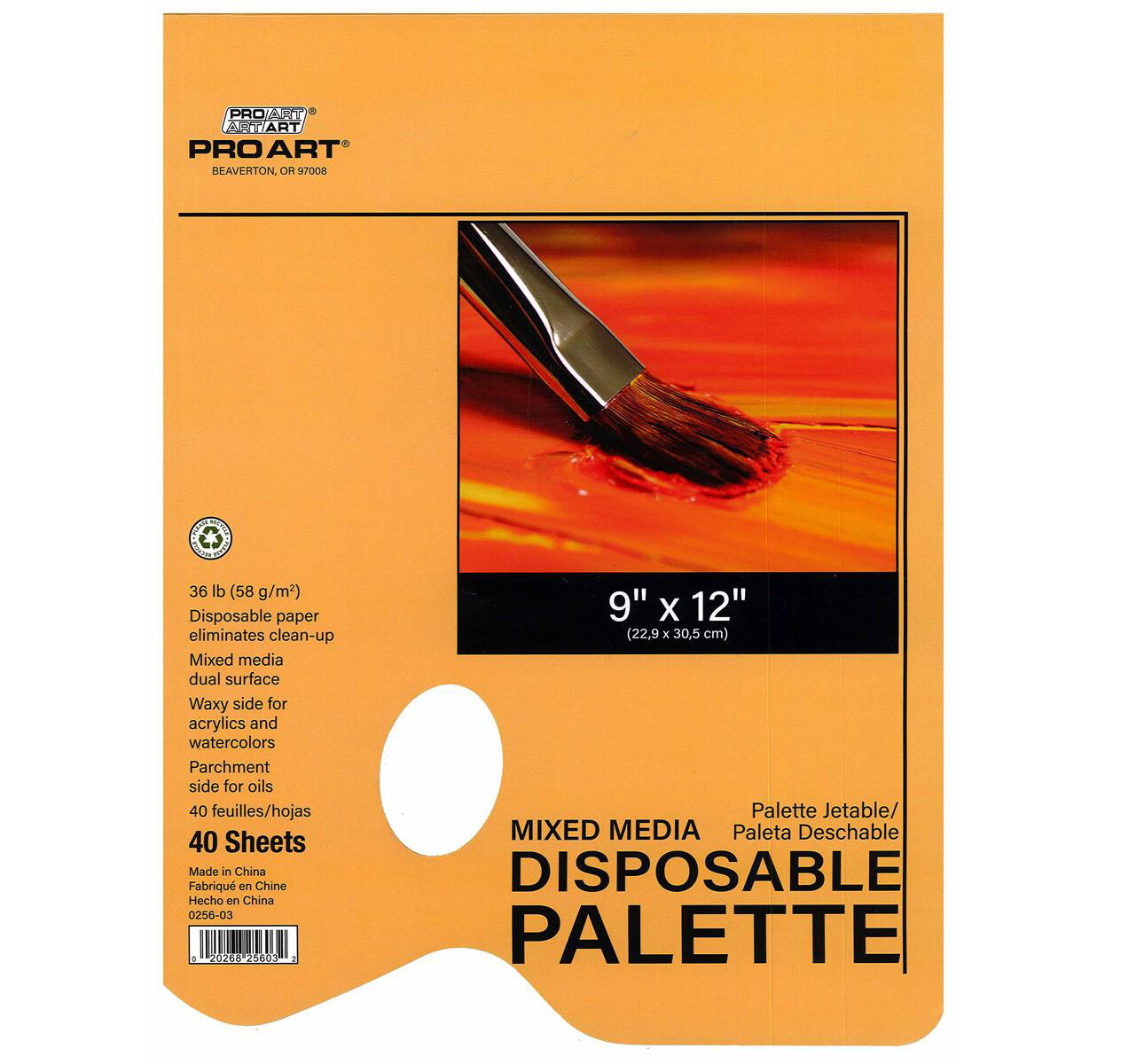 Pro Art Palette Disposable Pad, 9"x 12", Mixed Media 40 sheets