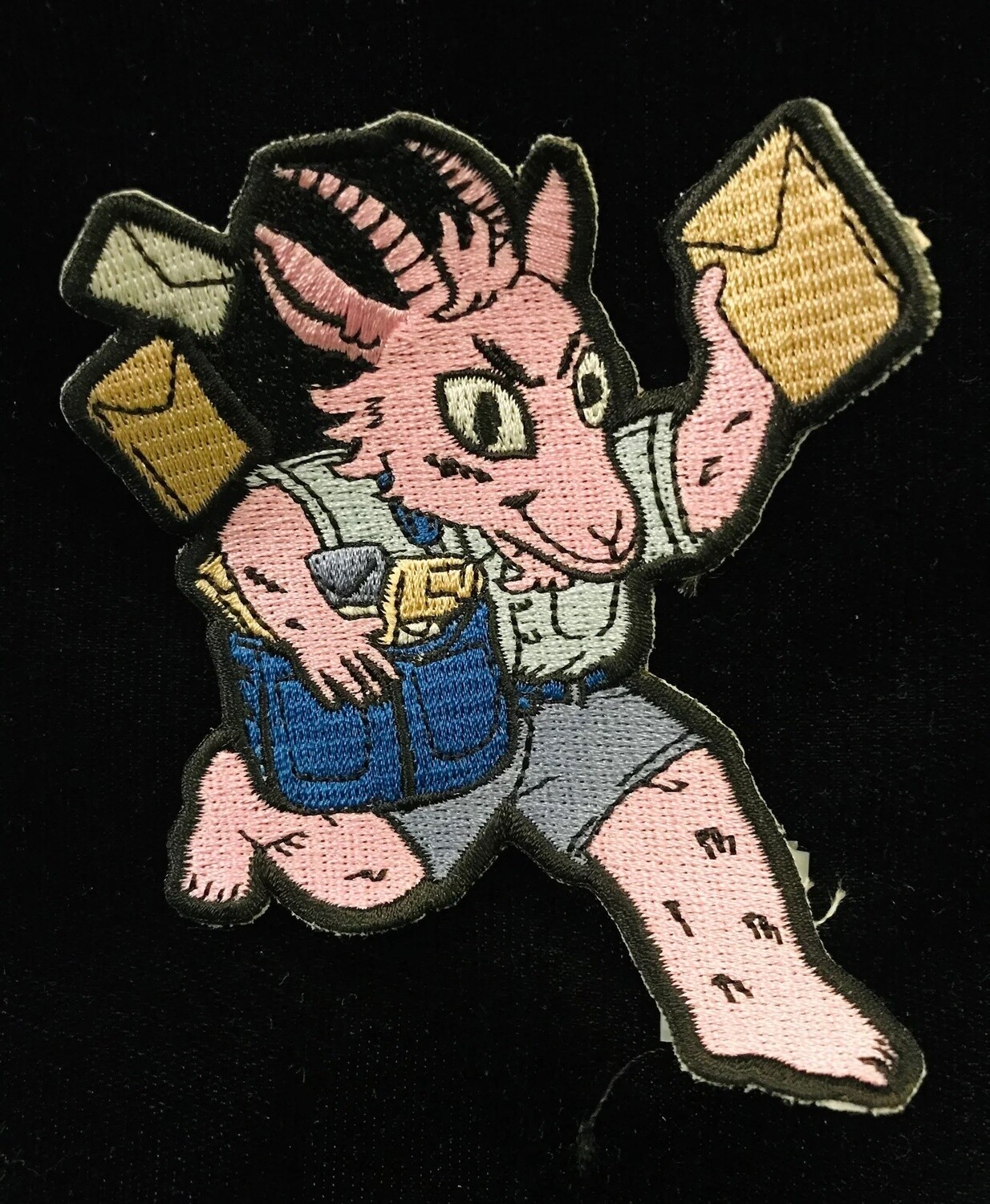 Silver Sprocket Postal Goat Dude Embroidered Patch