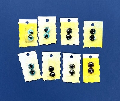 Glass Eyes, 12mm flat back, 2 pack, assorted colors & styles