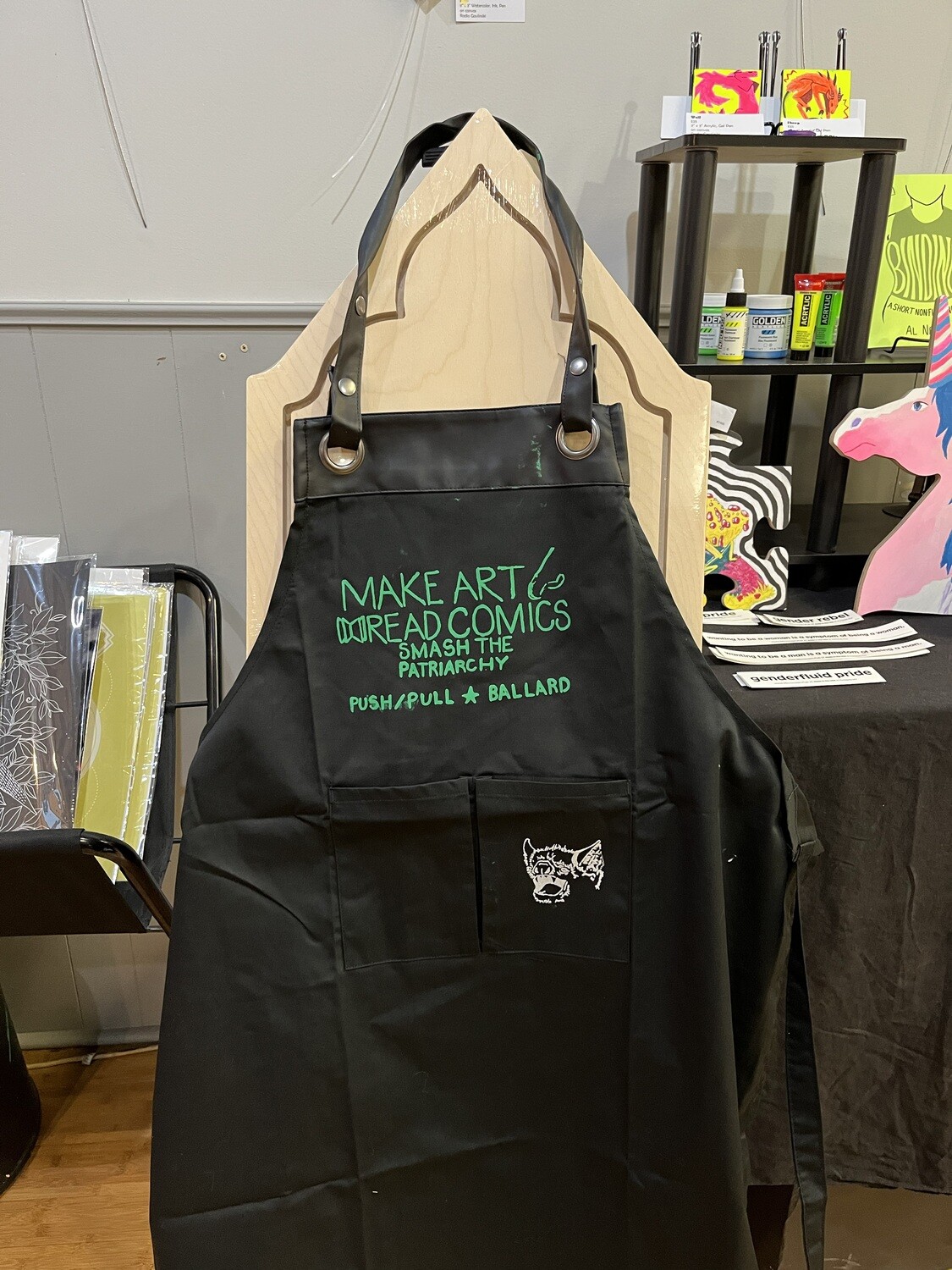 MAKE ART, READ COMICS, SMASH THE PATRIARCHY Bib Art Apron