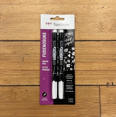 Tombow Fudenosuke White Brush Pen, 2 pack