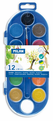 Milan 12 Tablet Watercolor Set with Brush