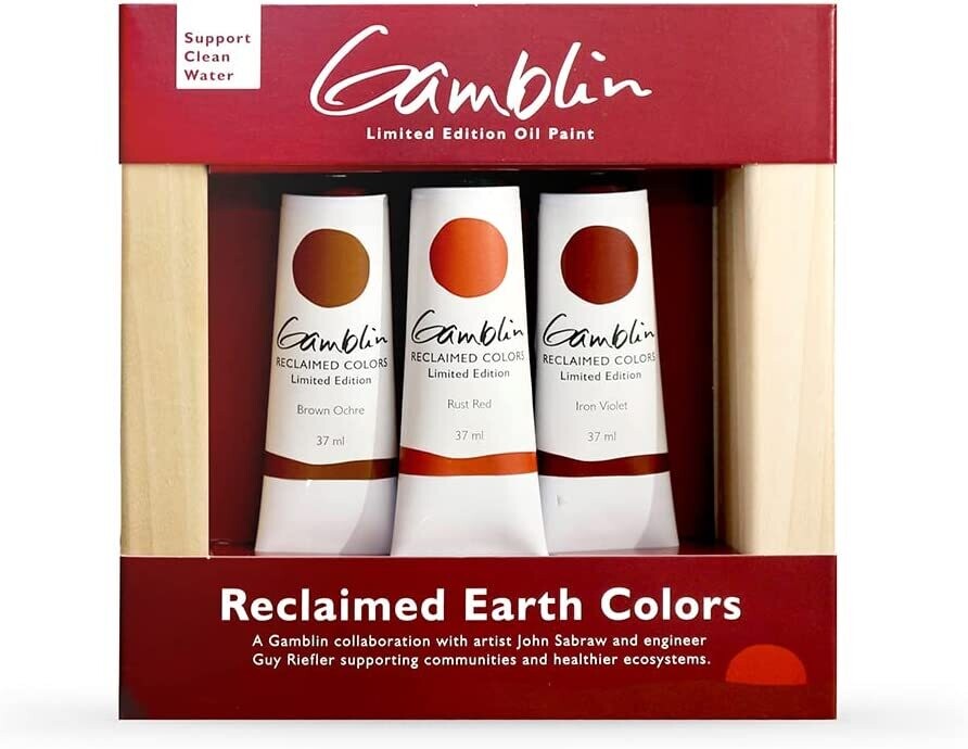Gamblin Reclaimed Earth Oil Paint Set, 3 pack/1 birch panel