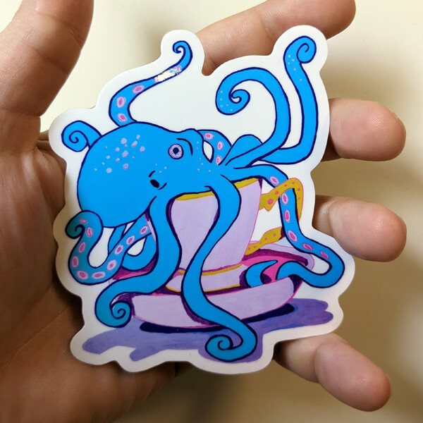 Octopus Tea Party - Sticker by Jess Ray