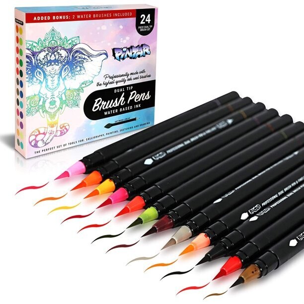 Pintar Dual Tip Brush Pens - 24 Pack