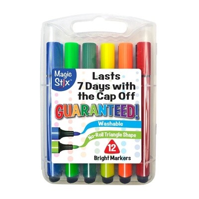 Pencil Grip Triangular Magic Stix Markers, 12 Pack, Last 7 Days NO Cap!