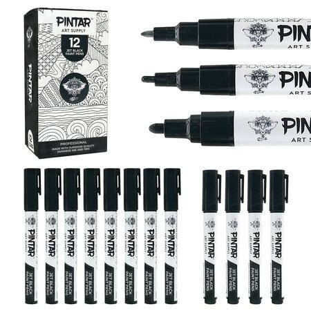 Pintar Art Black Premium Acrylic Paint Pens 12-Pack 4 0.7mm