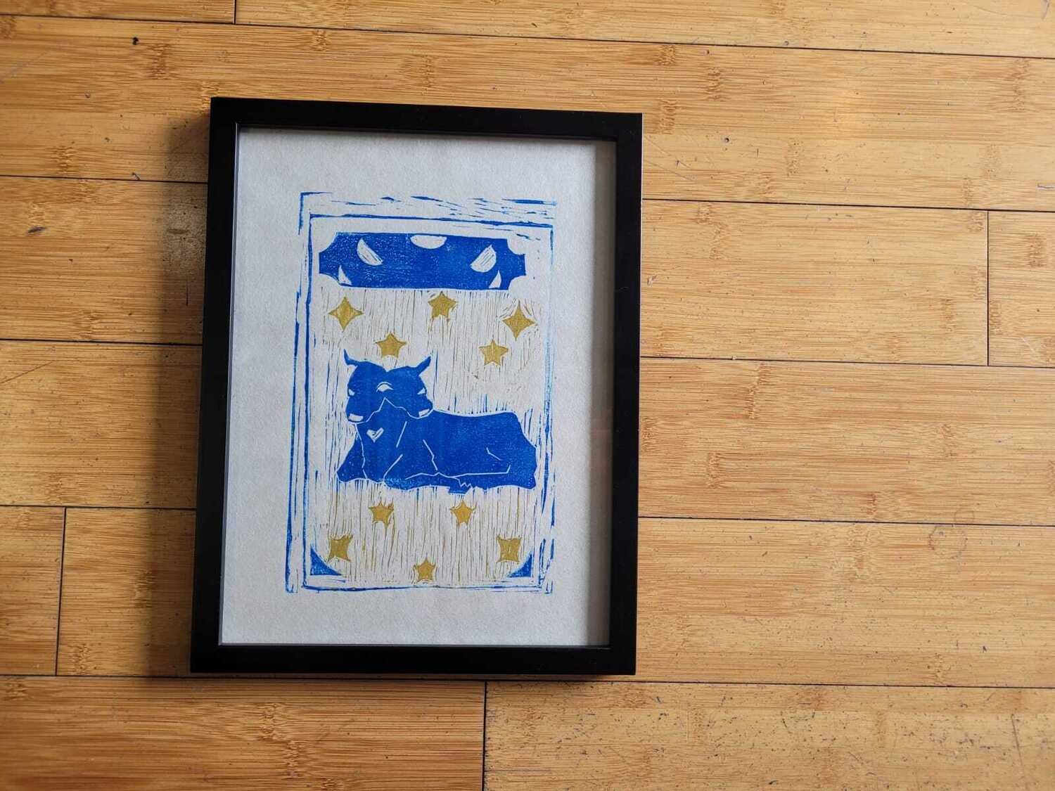 Two Headed Calf - Framed Block Print by Finn Tompsett