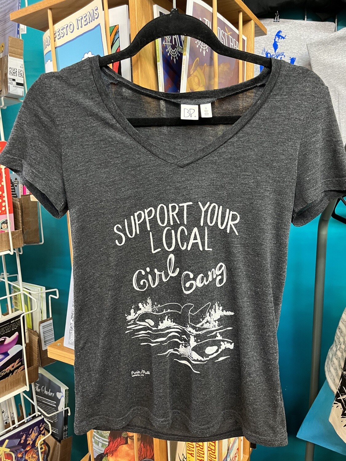 Support Your Local Girl Gang - Charcoal Gray V-Neck
