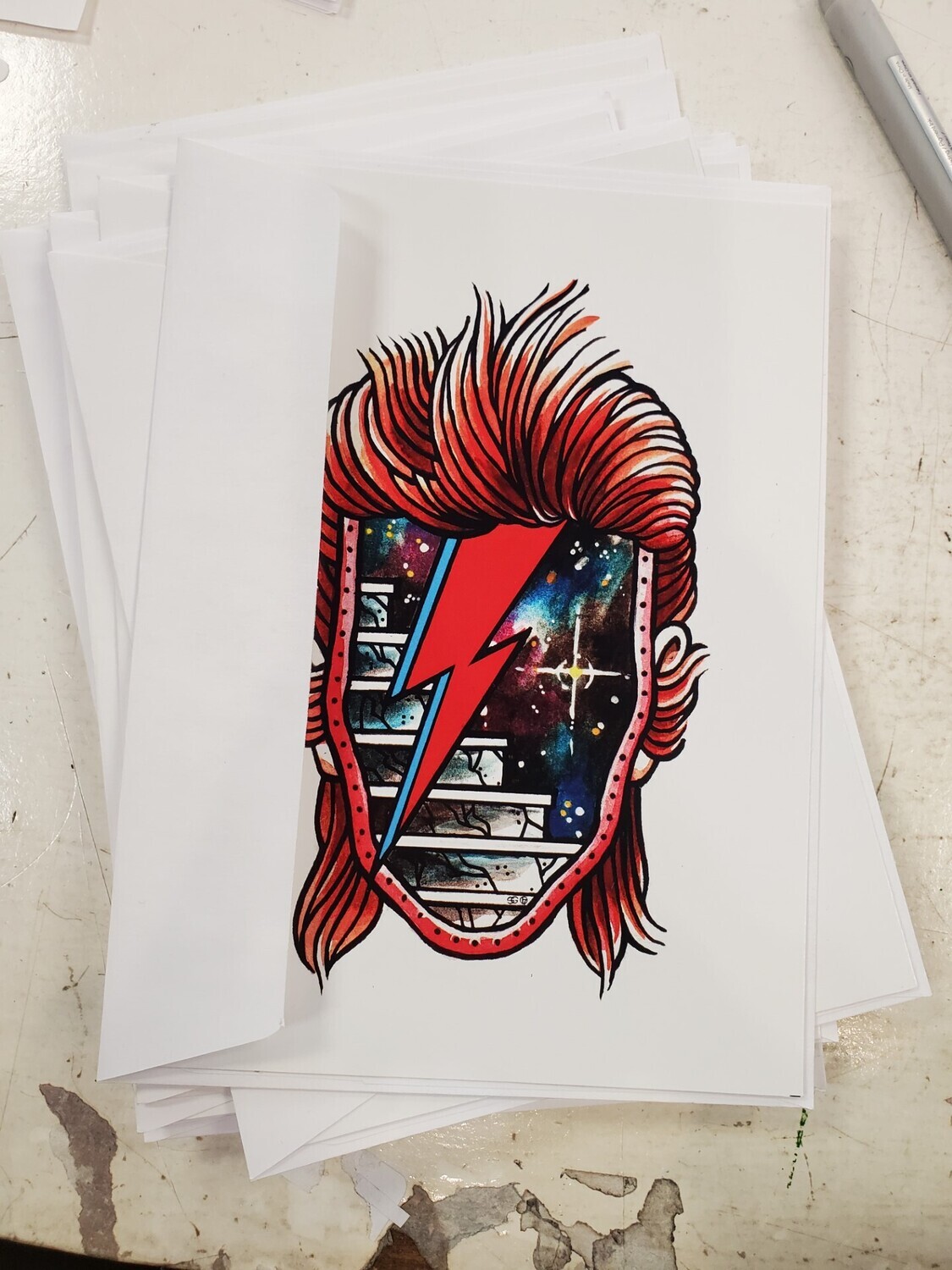 Cosmic David Bowie - Blank Card by Seth Goodkind