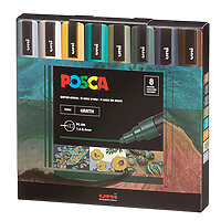 POSCA Paint Marker Sets, 8-Color PC-5M Earth Tone Set