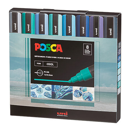 POSCA Paint Marker Sets, 8-Color PC-5M Cool Tone Set