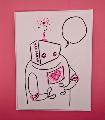 Robot Love Blank Greeting Card by Push/Pull Press
