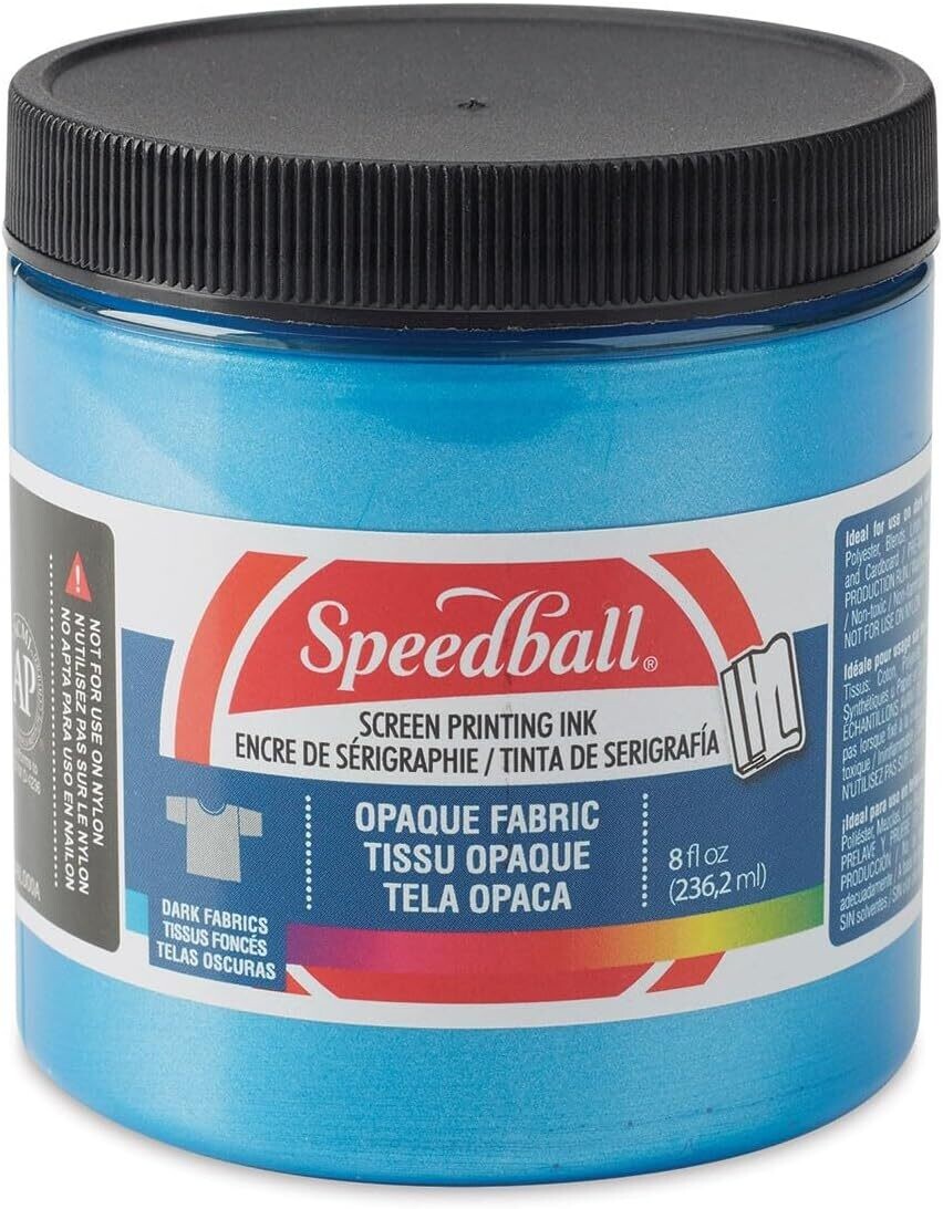 Speedball Fabric Screen Printing Ink, Iridescent Blue Topaz (Opaque), 8 fl oz