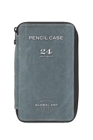 Global Art Canvas Zip 24 Pencil Case in Steel Blue