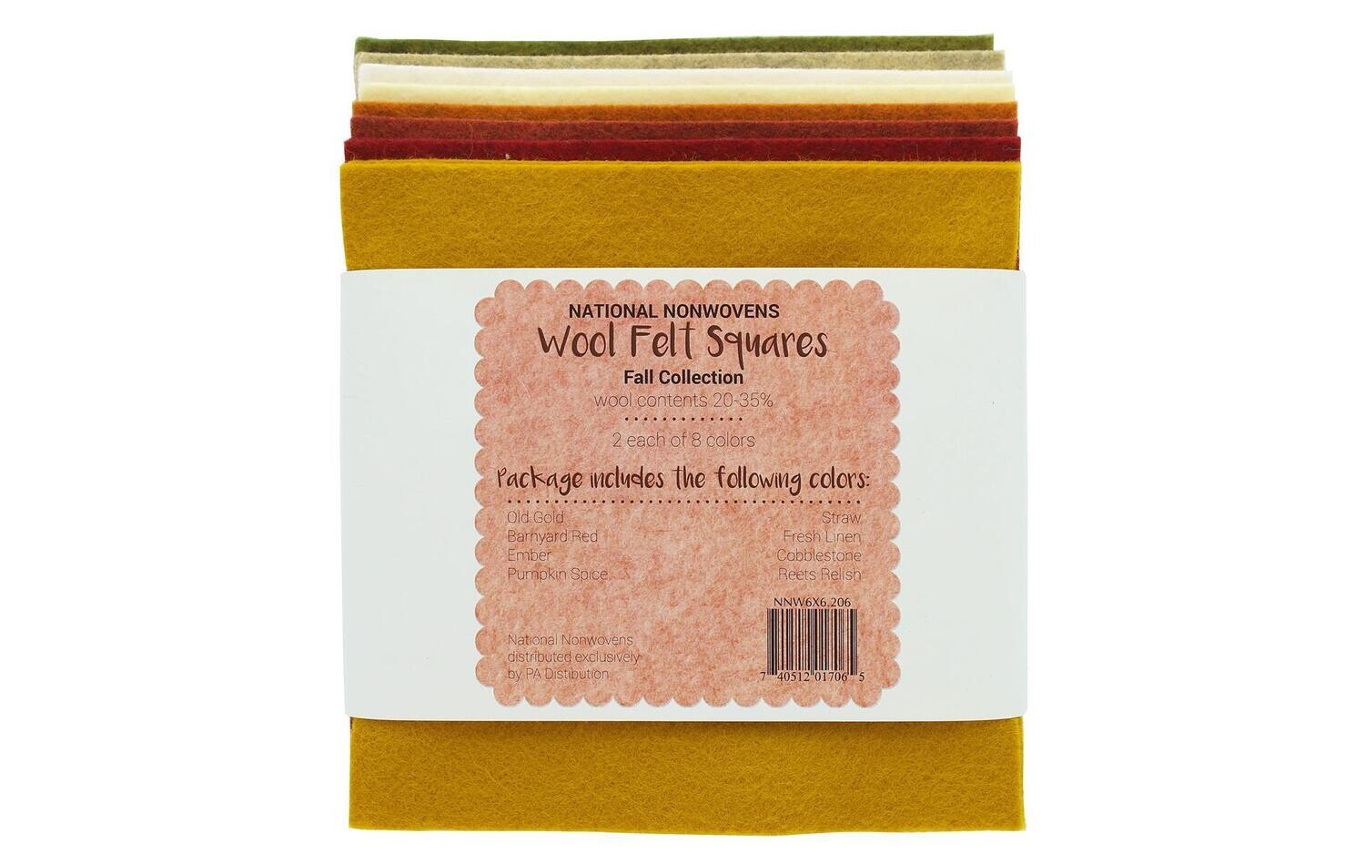 National Nonwovens Wool Felt Squares Fall Colors