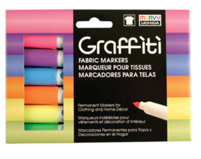 Graffiti Fabric Markers Fluorescent Set of 6 - Marvy Uchida