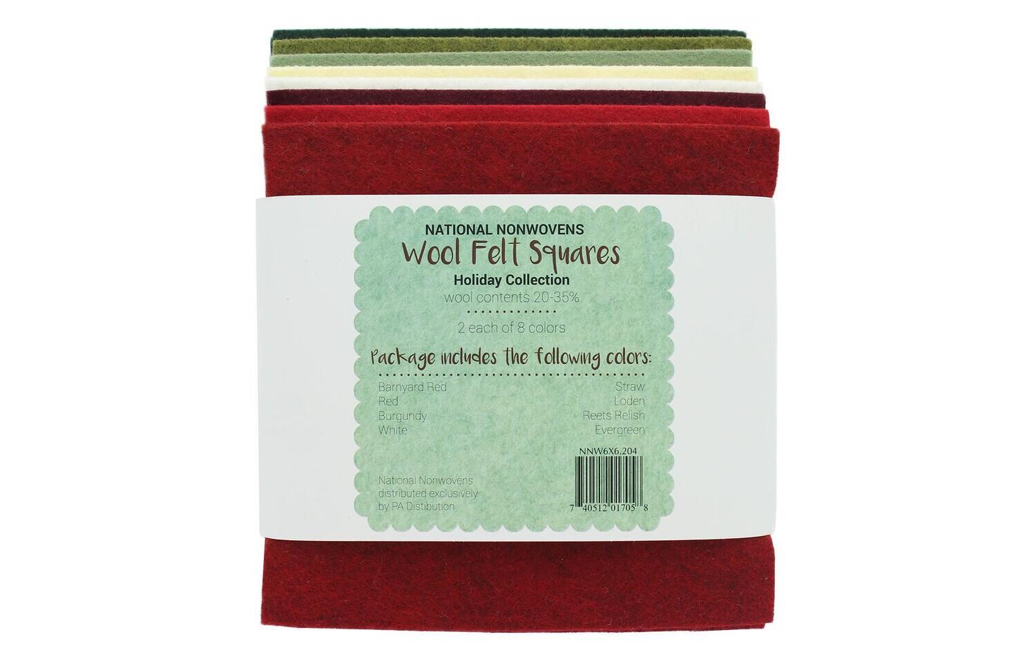 National Nonwovens Woolf Felt Squares Holiday Colors