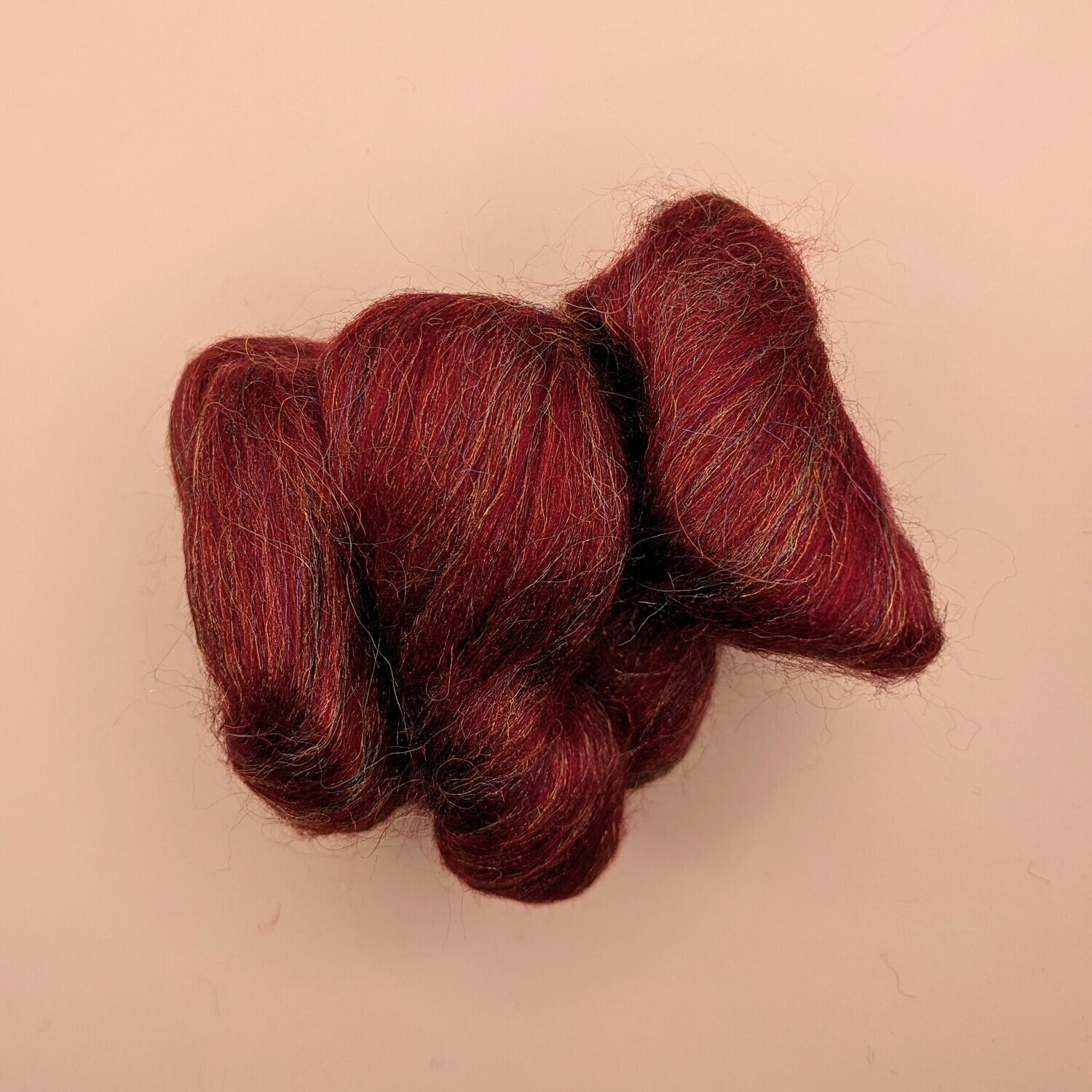 Ruby - Glitzy Collection Roving Wool and Nylon