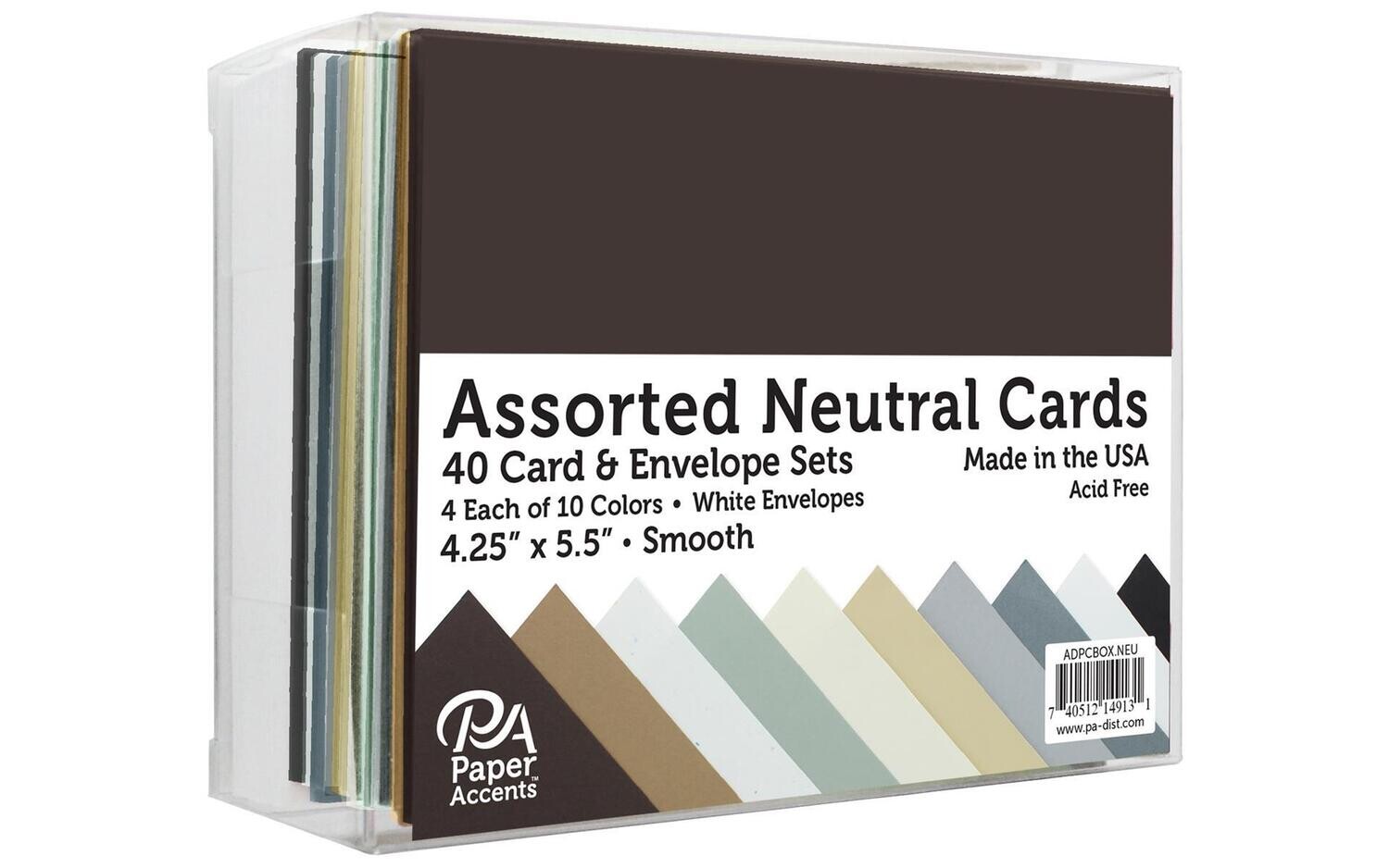 Paper Accents Card and Envelope Sets 4.25"x5.5" Neutrals 40 Count
