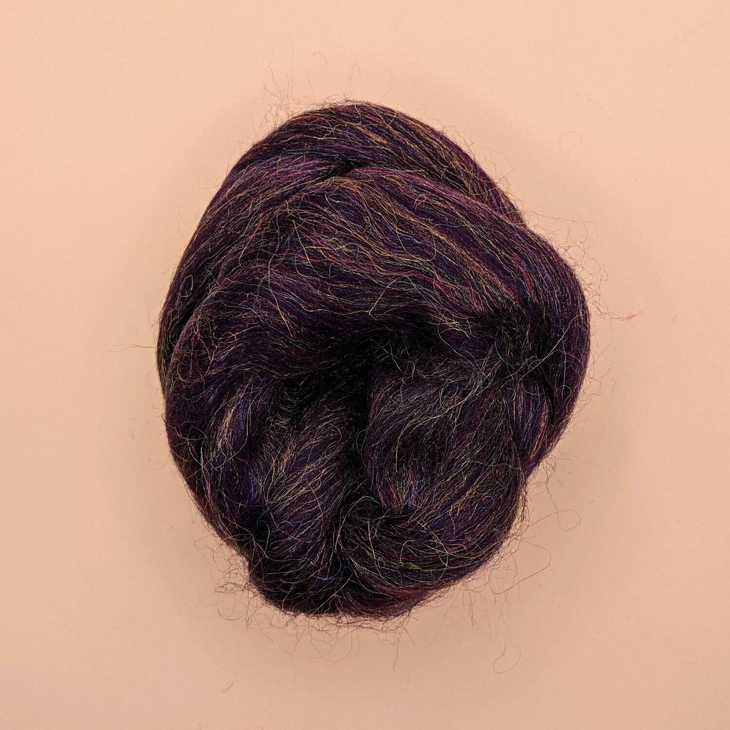 Aubergine - Glitzy Collection Roving Wool and Nylon