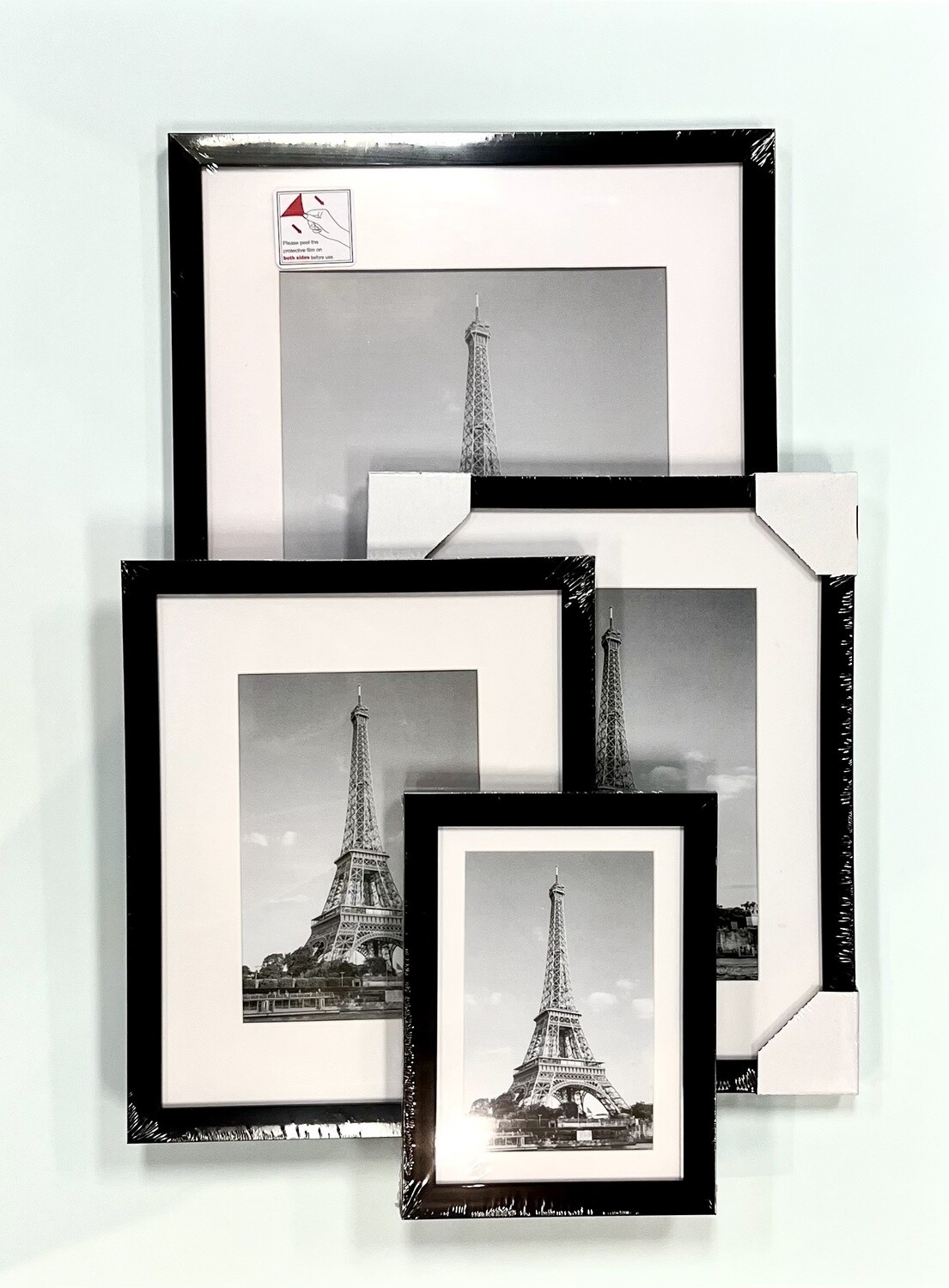 Black Picture Frames, White Mat, Various Sizes