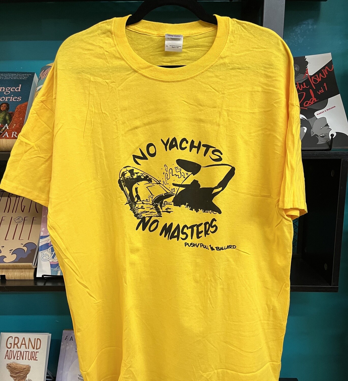 NO YACHTS, NO MASTERS, Yellow T-Shirt, Made by Push/Pull