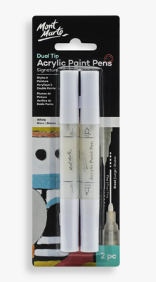 Mont Marte Dual Tip Acrylic Paint Pens White 2pc